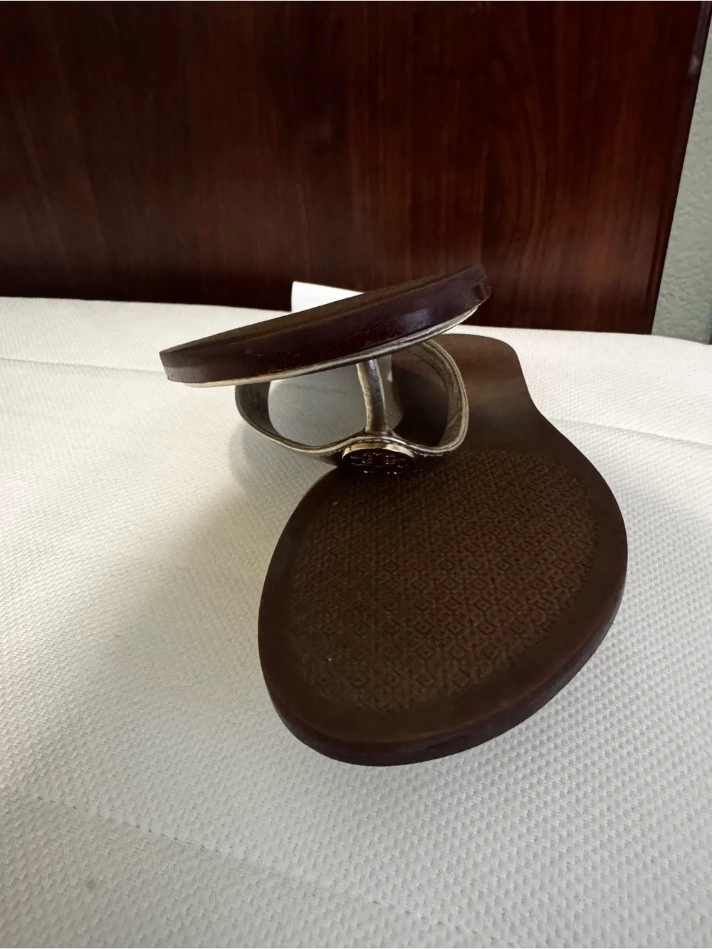 Tory Burch Metallic Gold Logo Thong Sandals